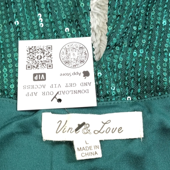 NWT Vint & Love Green Sparkle Sleeveless Sequined & Glitter Wedding Blouse Sz L - Picture 12 of 16
